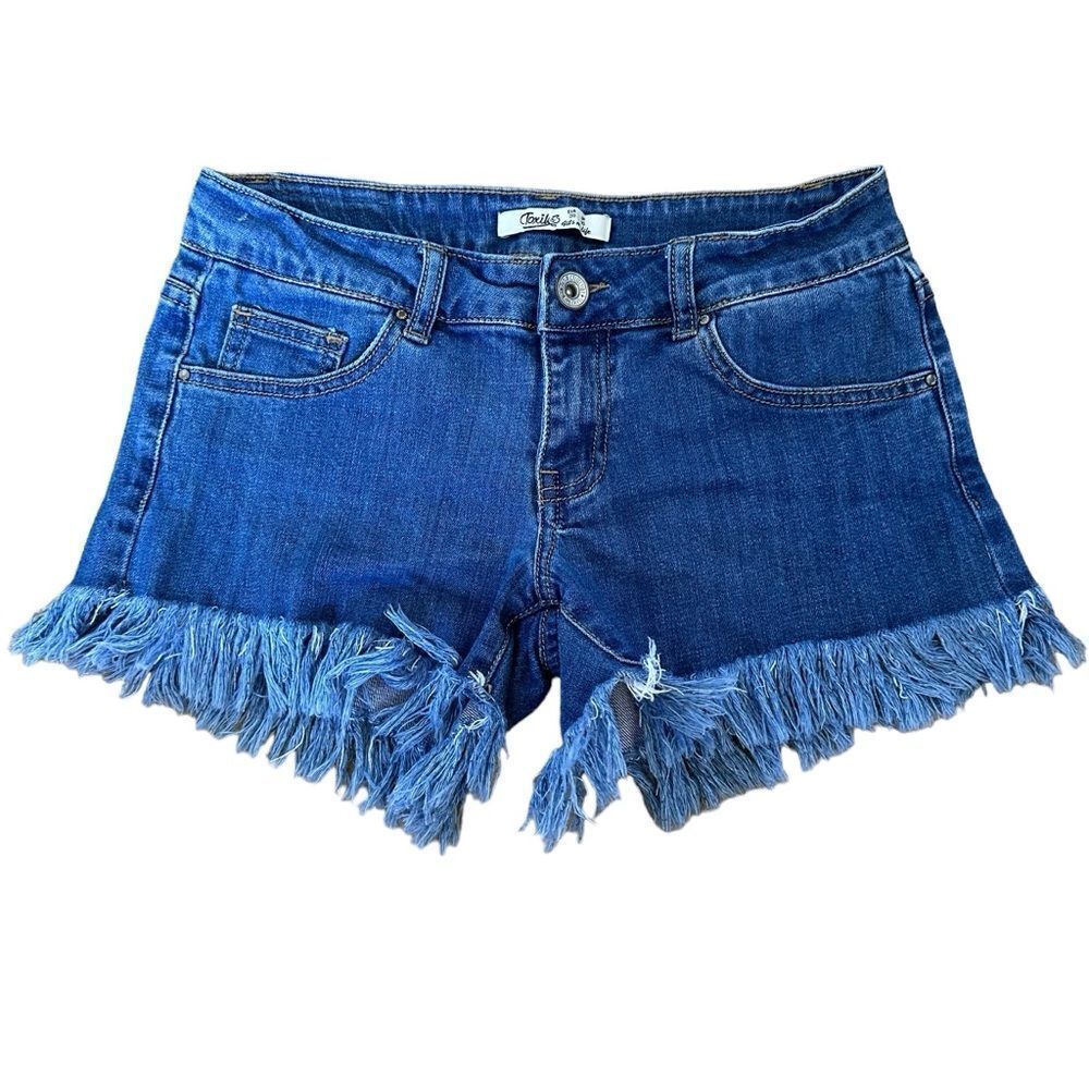 Toxik3 Paris ~ Blue Denim Fringe Shorts ~ size EU 38
